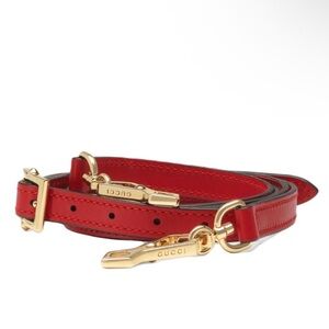 Gucci Hibiscus Red Handbag Purse Shoulder Strap with Golden Details